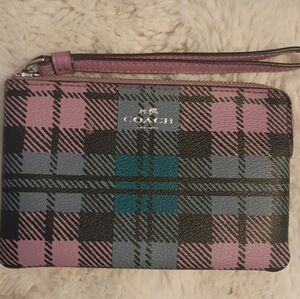 Coach Wild Plaid Wristlet EUC